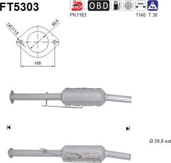 AS FT5303 - сажі / частковий фільтр, система вихлопу ОГ autocars.com.ua