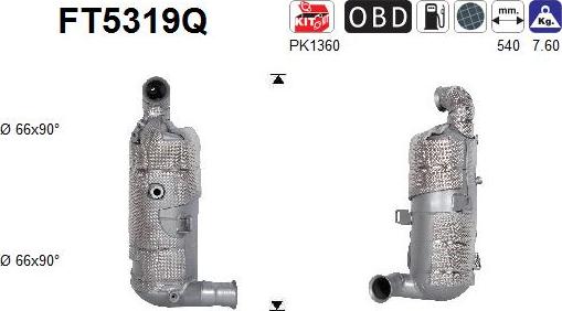 AS FT5319Q - сажі / частковий фільтр, система вихлопу ОГ autocars.com.ua
