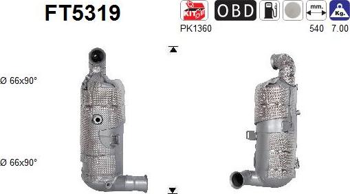 AS FT5319 - сажі / частковий фільтр, система вихлопу ОГ autocars.com.ua