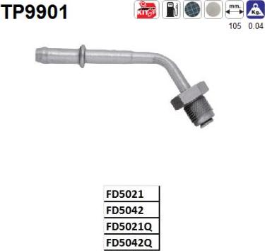 AS TP9901 - Напірний трубопровід, датчик тиску (саж. / Частічн.фільтр) autocars.com.ua