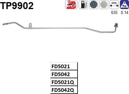 AS TP9902 - Напірний трубопровід, датчик тиску (саж. / Частічн.фільтр) autocars.com.ua