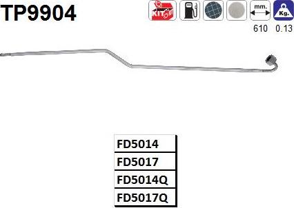 AS TP9904 - Напірний трубопровід, датчик тиску (саж. / Частічн.фільтр) autocars.com.ua