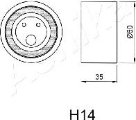 Ashika 45-0H-014 - Ролик натяжний ременя ГРМ HYUNDAI. KIA. MITSUBISHI PAJERO 00- вир-во ASHIKA autocars.com.ua