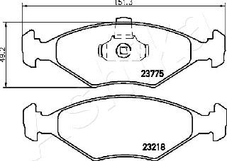 Ashika 50-00-0223 - Гальмівні колодки, дискові гальма autocars.com.ua