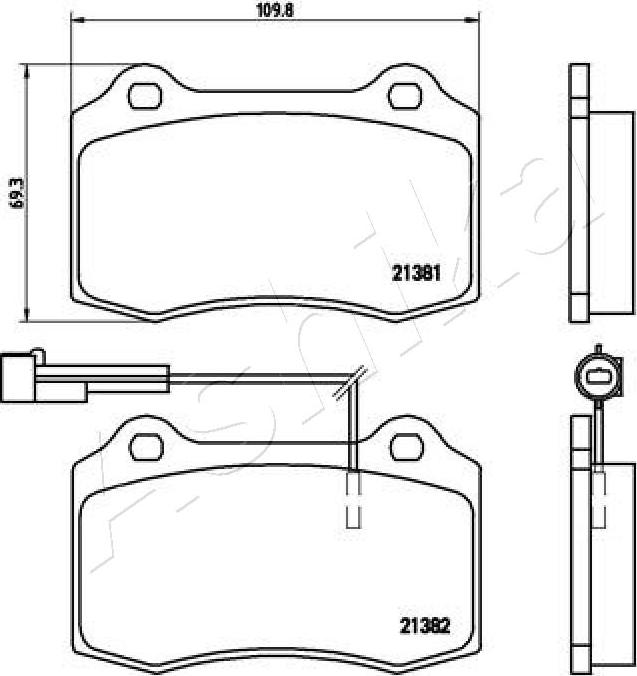 Ashika 50-00-0237 - Гальмівні колодки, дискові гальма autocars.com.ua