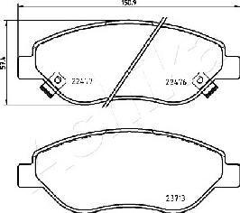Ashika 50-00-0244 - Тормозные колодки, дисковые, комплект avtokuzovplus.com.ua