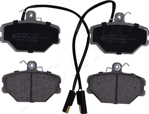 Ashika 50-00-0376 - Гальмівні колодки, дискові гальма autocars.com.ua