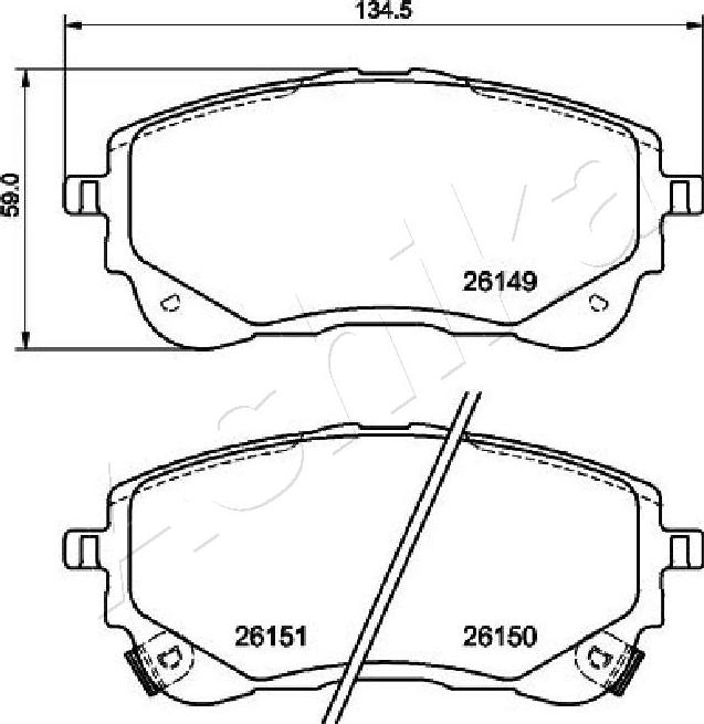 Ashika 50-02-2027 - Гальмівні колодки, дискові гальма autocars.com.ua