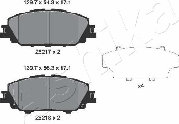 Ashika 50-02-2030 - Гальмівні колодки, дискові гальма autocars.com.ua