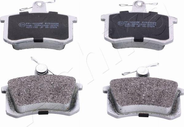 Ashika 51-00-0222 - Гальмівні колодки, дискові гальма autocars.com.ua