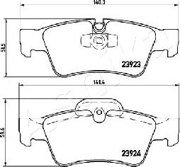 Ashika 51-00-0515 - Гальмівні колодки, дискові гальма autocars.com.ua