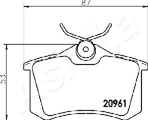 Ashika 51-00-0613 - Гальмівні колодки, дискові гальма autocars.com.ua