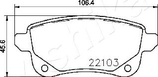 Ashika 51-00-0704 - Гальмівні колодки, дискові гальма autocars.com.ua