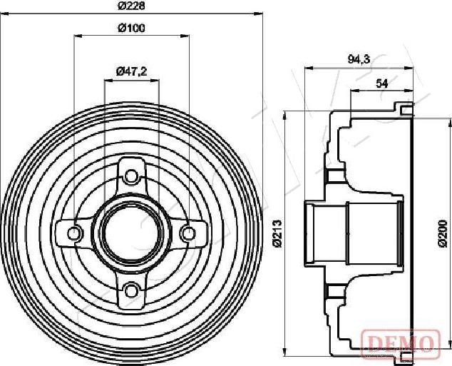 Ashika 56-00-0412C - Гальмівний барабан autocars.com.ua