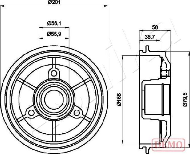 Ashika 56-00-0607C - Гальмівний барабан autocars.com.ua