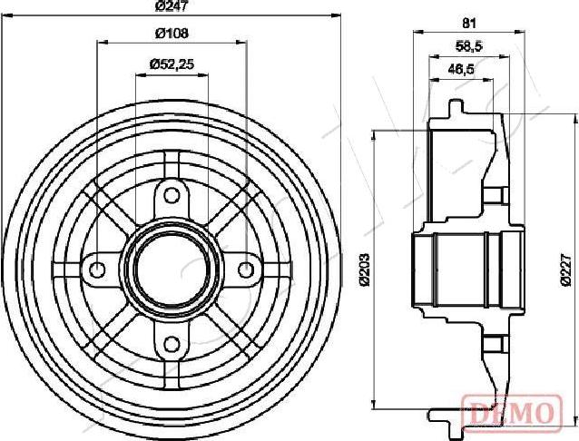 Ashika 56-00-0609C - Гальмівний барабан autocars.com.ua