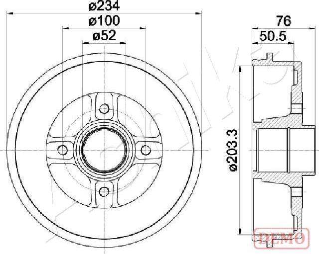 Ashika 56-00-0704C - Гальмівний барабан autocars.com.ua