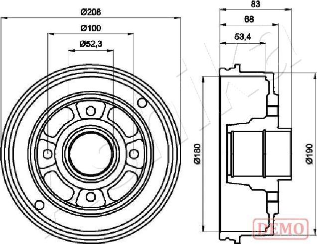 Ashika 56-00-0707C - Гальмівний барабан autocars.com.ua