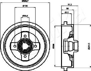 Ashika 56-00-0909 - Гальмівний барабан autocars.com.ua