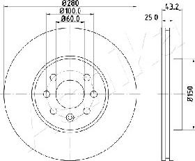 Ashika 60-00-0422 - Гальмівний диск autocars.com.ua