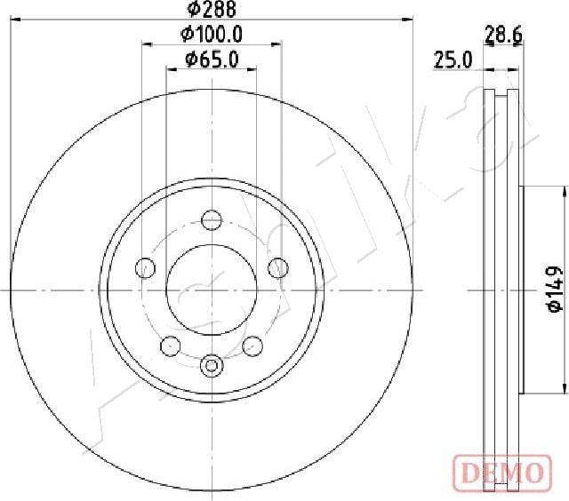 Ashika 60-00-0950C - Гальмівний диск autocars.com.ua