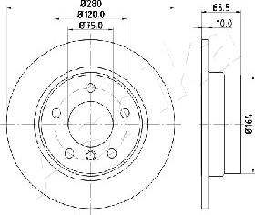 Ashika 61-00-0100 - Гальмівний диск autocars.com.ua