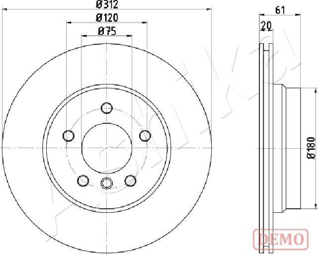 Ashika 61-00-0108C - Гальмівний диск autocars.com.ua