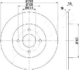 Ashika 61-00-0304 - Тормозной диск avtokuzovplus.com.ua