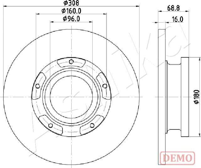 Ashika 61-00-0312C - Гальмівний диск autocars.com.ua