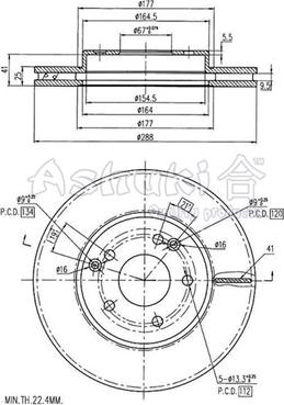 Ashuki 0990-0312 - Тормозной диск avtokuzovplus.com.ua