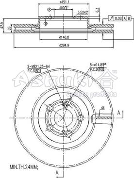 Ashuki 0990-0512 - Тормозной диск avtokuzovplus.com.ua