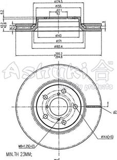 Ashuki 0990-0612 - Гальмівний диск autocars.com.ua