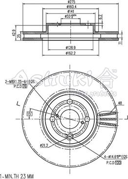 Ashuki 0990-1412 - Гальмівний диск autocars.com.ua