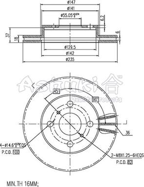 Ashuki 0990-1512 - Тормозной диск avtokuzovplus.com.ua