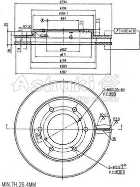 Ashuki 0990-1605 - Тормозной диск avtokuzovplus.com.ua