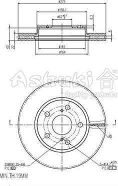 Ashuki 0990-1612 - Тормозной диск avtokuzovplus.com.ua