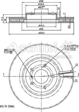 Ashuki 0990-1901 - Тормозной диск autodnr.net