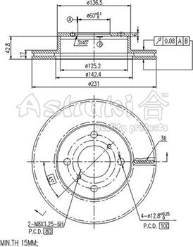 Ashuki 0990-2108 - Гальмівний диск autocars.com.ua