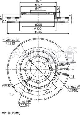 Ashuki 0990-3404 - Тормозной диск avtokuzovplus.com.ua