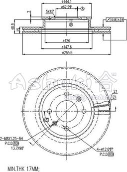 Ashuki 0990-4250 - Тормозной диск avtokuzovplus.com.ua