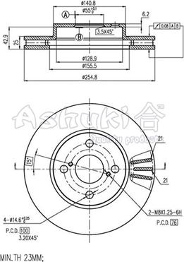 Ashuki 0990-5312 - Тормозной диск avtokuzovplus.com.ua