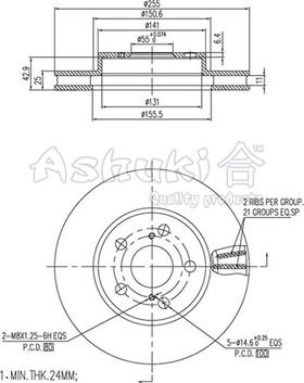 Ashuki 0990-6212 - Тормозной диск avtokuzovplus.com.ua