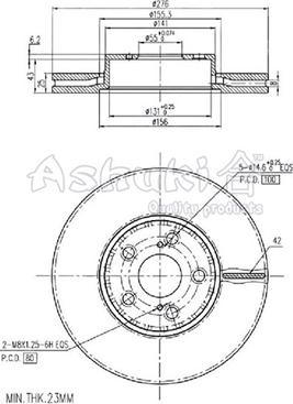 Ashuki 0990-7412 - Тормозной диск avtokuzovplus.com.ua