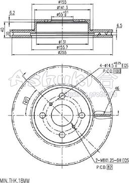 Ashuki 0990-7612 - Гальмівний диск autocars.com.ua