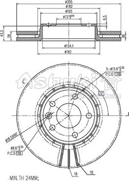 Ashuki 0990-7801 - Гальмівний диск autocars.com.ua