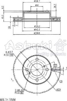 Ashuki 0990-7901 - Тормозной диск avtokuzovplus.com.ua