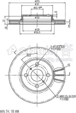 Ashuki 0990-8212 - Тормозной диск avtokuzovplus.com.ua