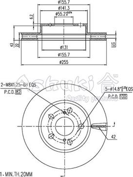 Ashuki 0990-8512 - Гальмівний диск autocars.com.ua