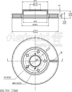 Ashuki 0990-9212 - Тормозной диск avtokuzovplus.com.ua