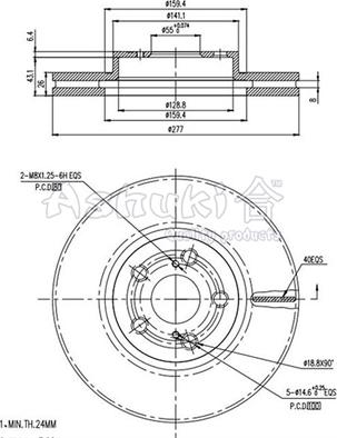 Ashuki 0990-9412 - Гальмівний диск autocars.com.ua